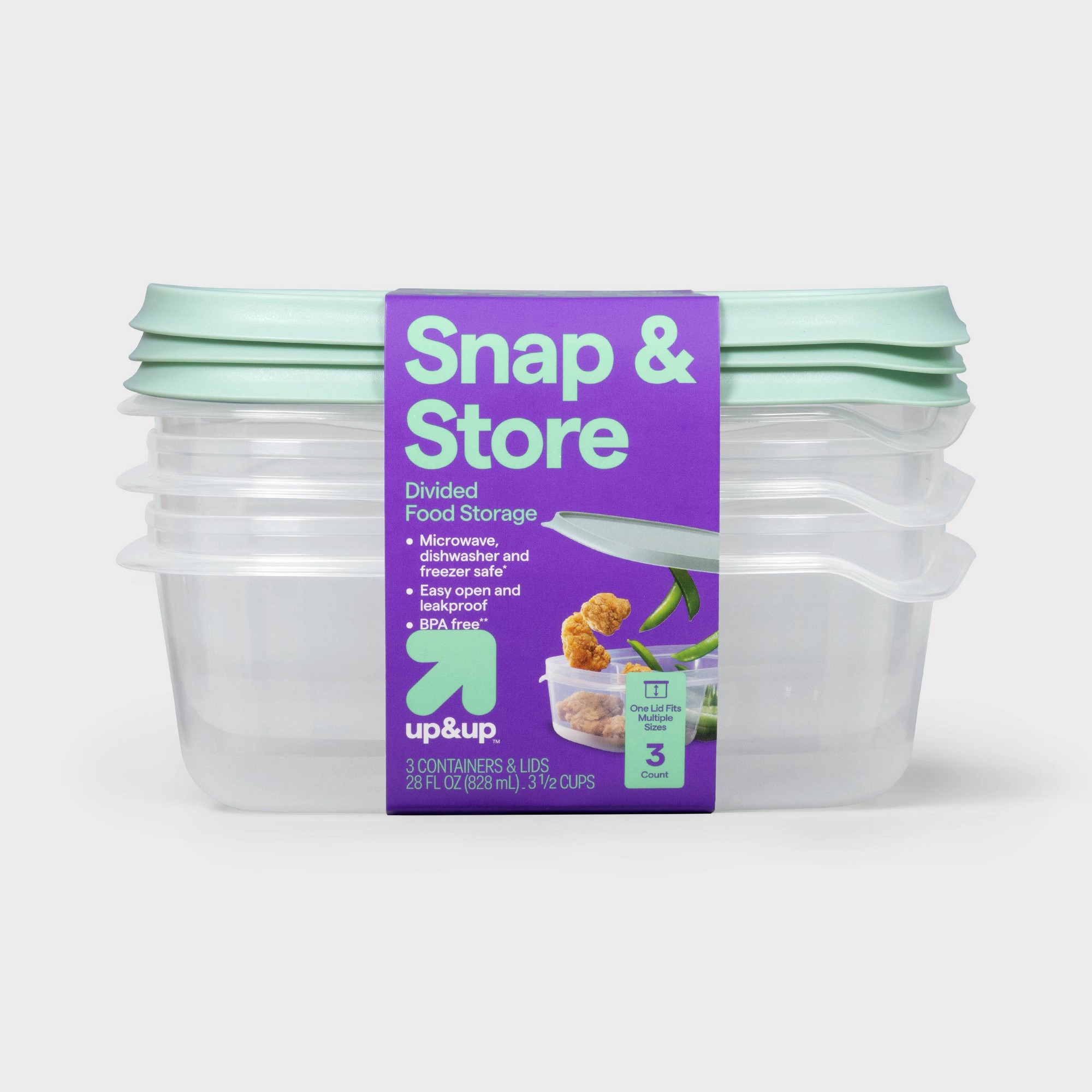 Meal Prep Container - Recipientes de plástico transparente de 3