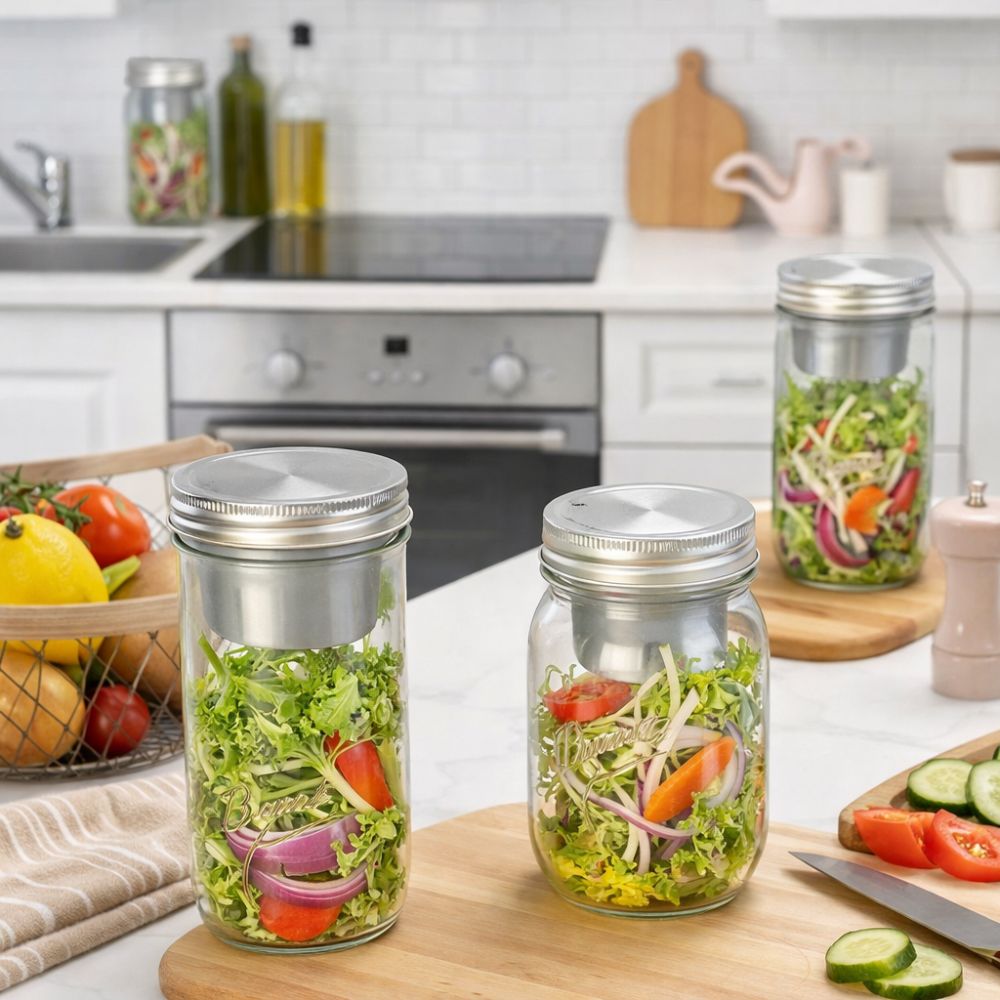 Meal Prep Weekly - Frascos de Vidro para Salada de
