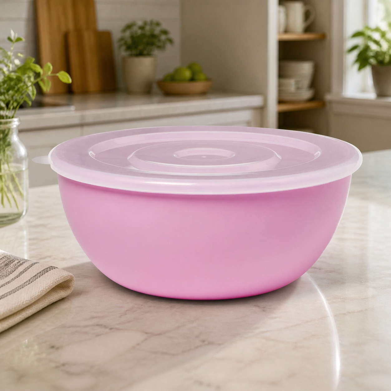 Meal Prep Container - Tigela Rosa com Tampa Correspondente, Recipiente