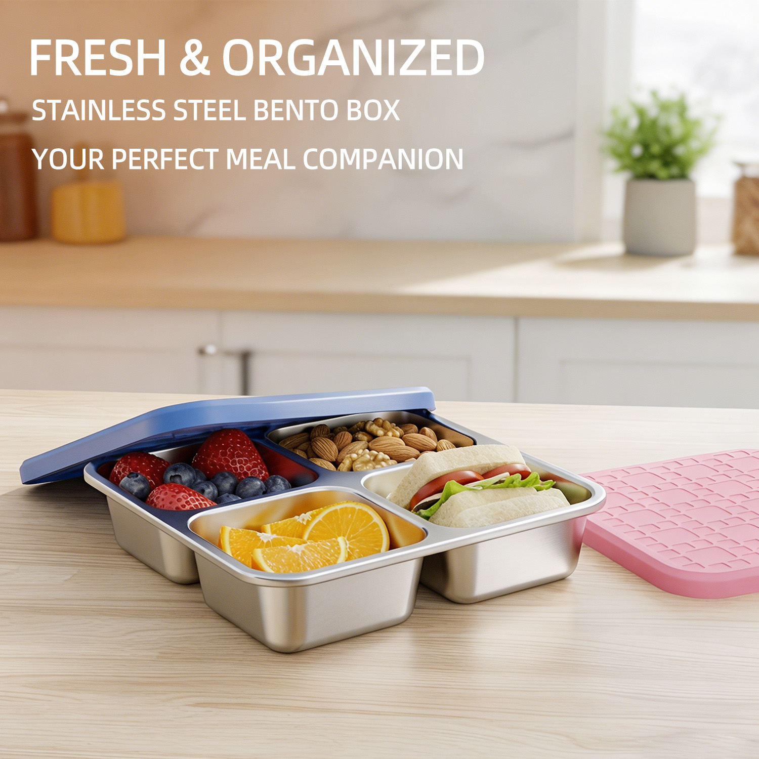 Meal Prep Container - Recipiente de Almoço Dividido em Aço